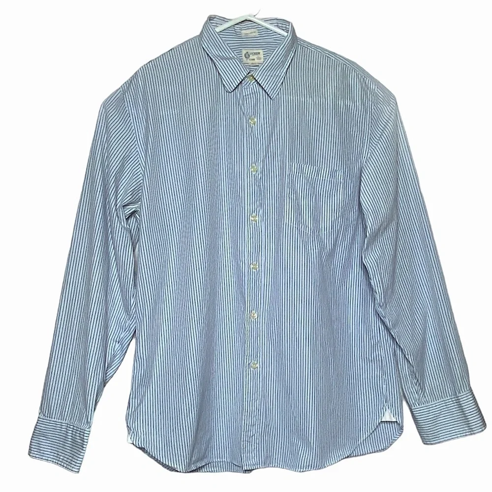 J. Crew Mens Shirt Long Sleeve Button Up Dressy Casual Preppy Pinstripe Blue XL